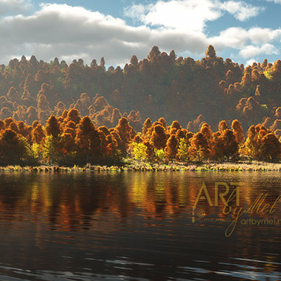 Glorious autumn colors reflected across the surface of a lake...
