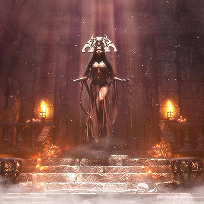 It is the solemn duty of the high priestess to bless the cleaned bones of the fallen warriors of the realm..